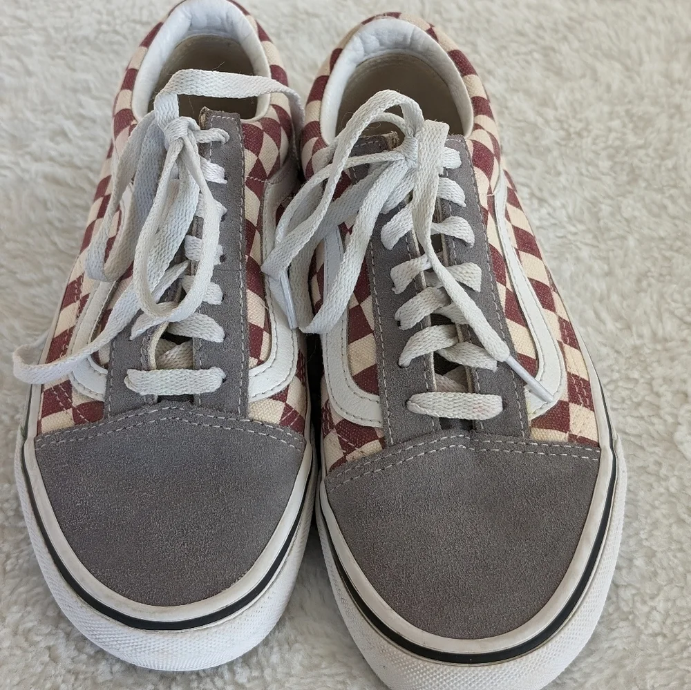 Great Condition: Vans Old Skool checkerboard Suede/Canvas Women’s 5.5 (M… - Picture 8 of 14